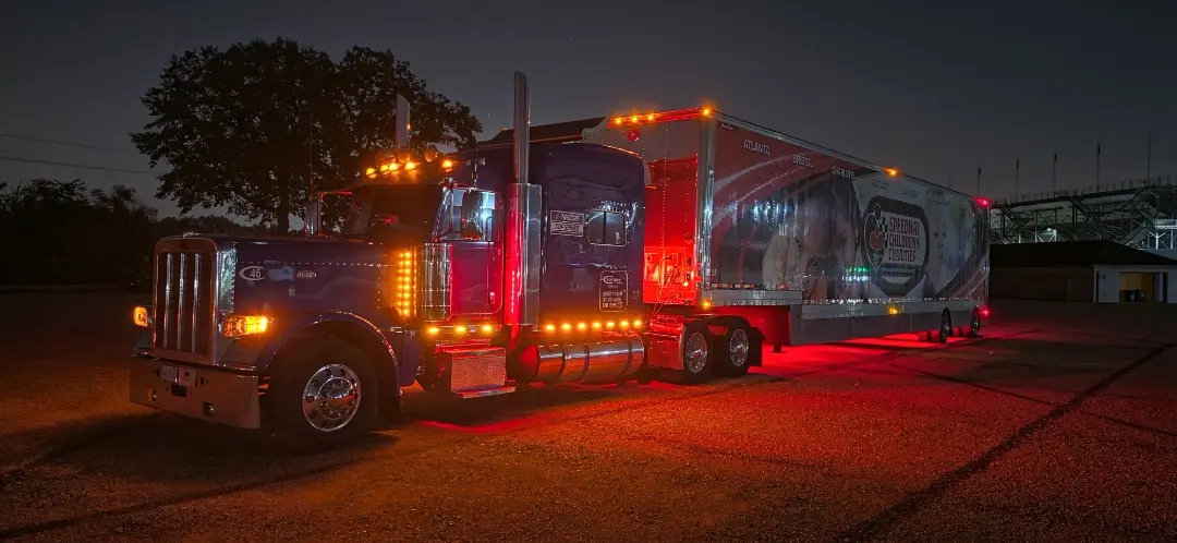 Truck glowing at night